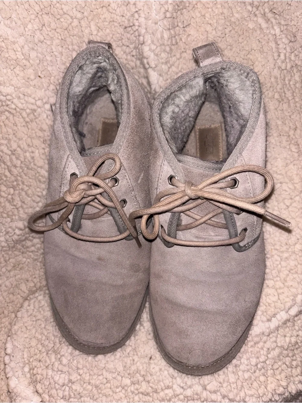 UGG Neumel Oyster Gray Suede Sheepskin Chukka Boots Women’s Size 10 US